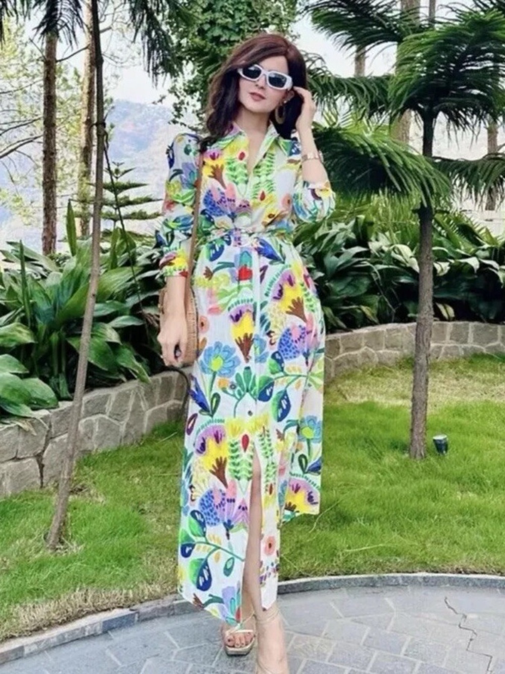 Zara floral poplin shirt maxi dress midi long sleeve colorful SS24 blogger fav - Picture 14 of 16